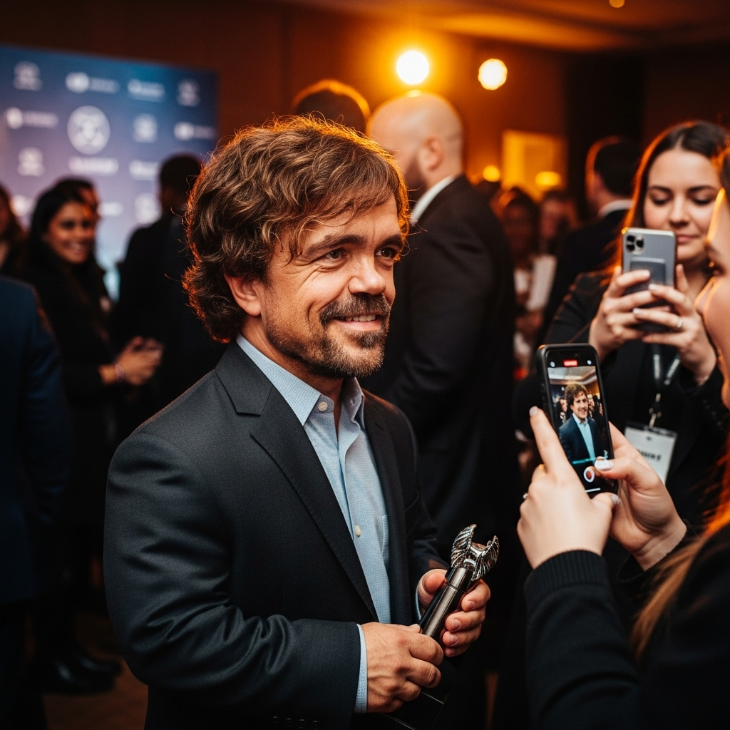 A photo of the Game of Thrones actor at a charity event, smiling and interacting with fans, demonstrating his positive public image outside of his professional work.
