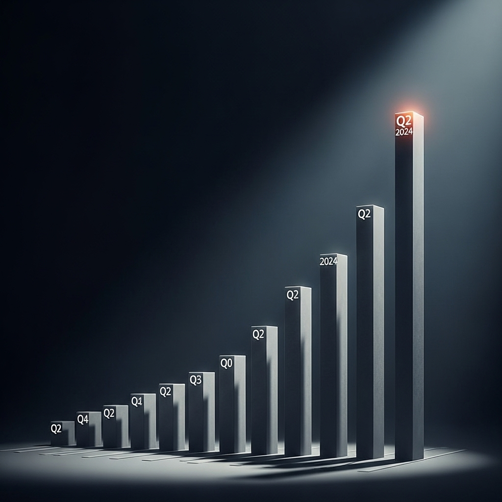 Strong Q2 Report: 5 Key Highlights for 2024 Outlook 2 A bar graph showing significant revenue growth from the strong q2 report, with bars reaching new highs for 2024.