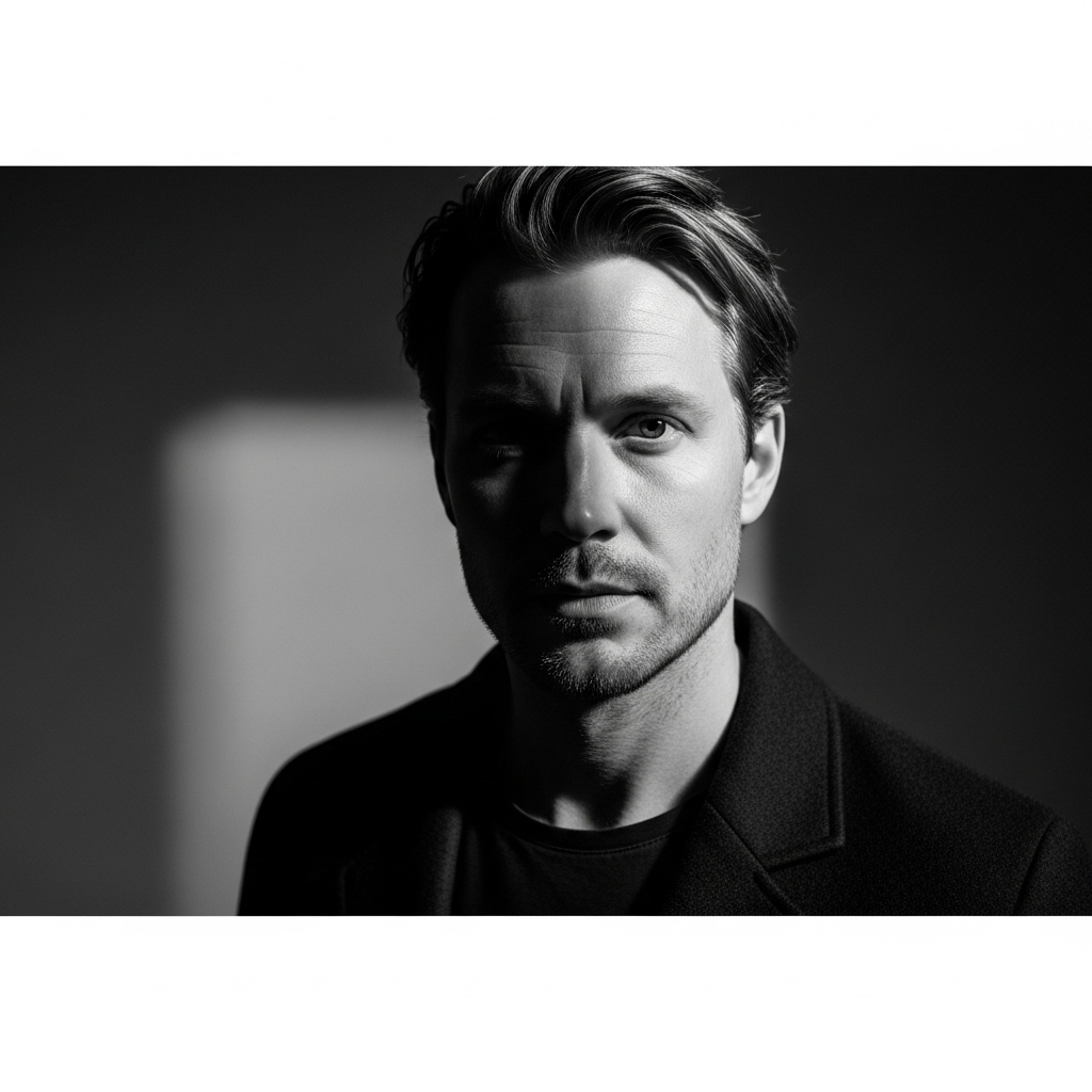 Erik Torstensson: 5 Facts About the FRAME Co-Founder 2 A black and white portrait of Erik Torstensson in a studio setting.