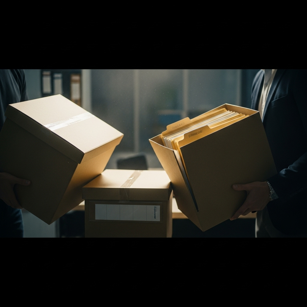 New Deputy: 5 Signs of a Power Struggle at Trump's FBI 3 A blurred photo of files being moved, representing the shifting priorities under the new deputy.