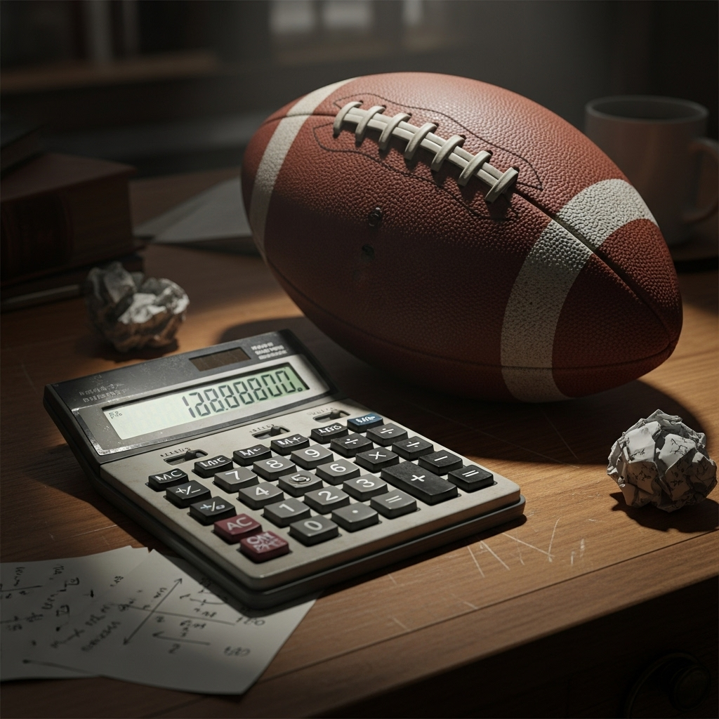 True Cost: 50 Most Expensive Summer Transfers Ranked 2 A calculator and a football on a desk, symbolizing the calculation of the true cost of a transfer.