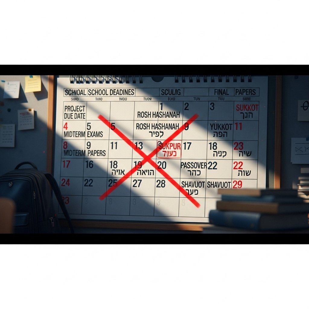 Jewish Students: 5 Ways Schools Fail on Religious Bias 2 A calendar showing major school deadlines conflicting with holidays for jewish students.