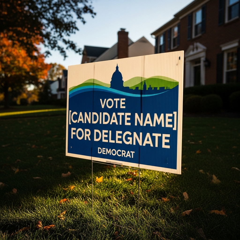 deep-blue dc suburbs: 3 Insights from VA's Special Election 2 A campaign sign for a Democrat in the deep-blue DC suburbs of Virginia.