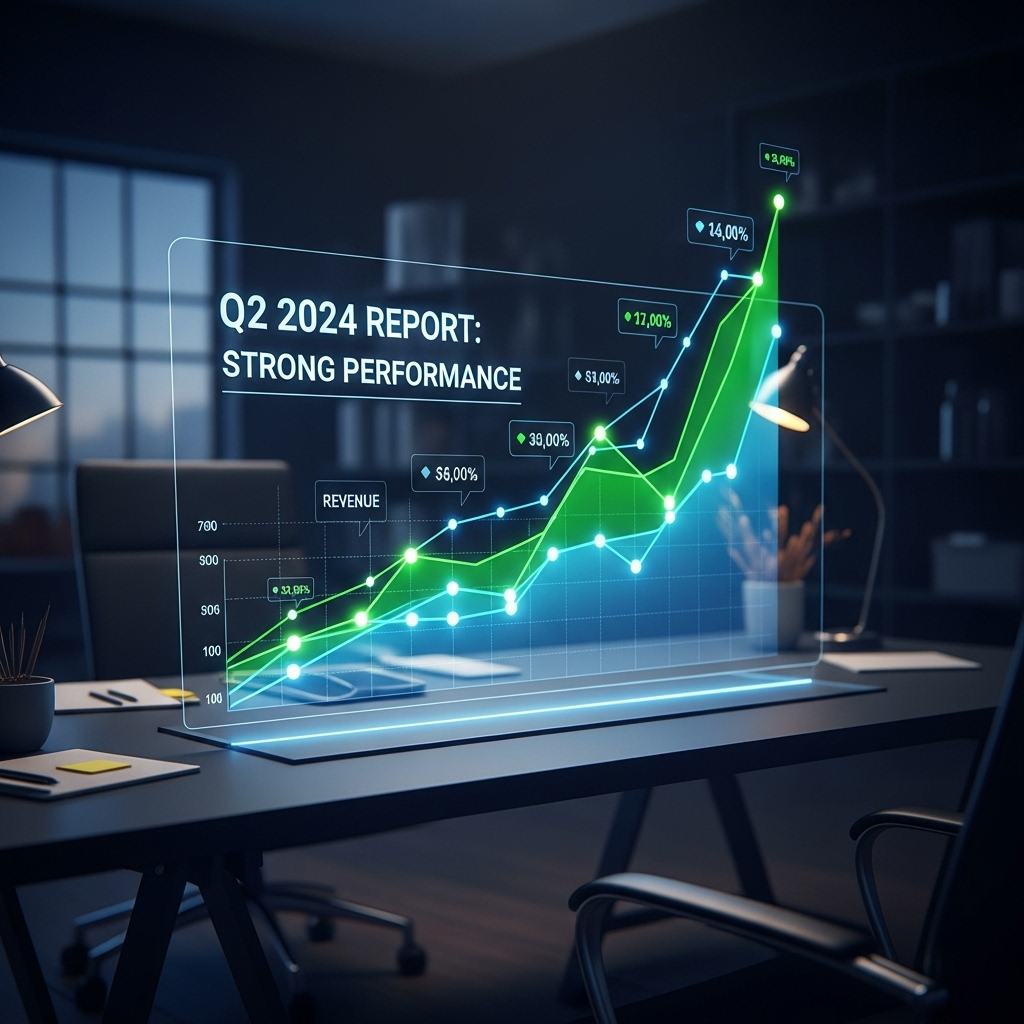 Strong Q2 Report: 5 Key Highlights for Investors in 2024 2 A chart displaying upward trends for a company's strong q2 report in 2024.