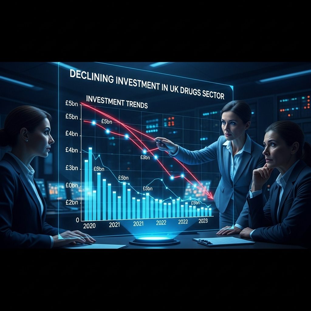 UK drugs sector hit by Merck's scrapped £1bn expansion 3 A chart showing declining investment trends in the uk drugs sector.