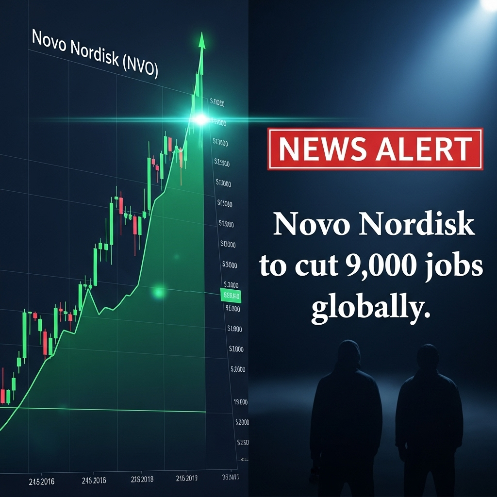 9,000 jobs cut: Ozempic-maker Novo Nordisk restructures 3 A chart showing Novo Nordisk's soaring stock price, contrasting with the news of 9,000 jobs being cut.