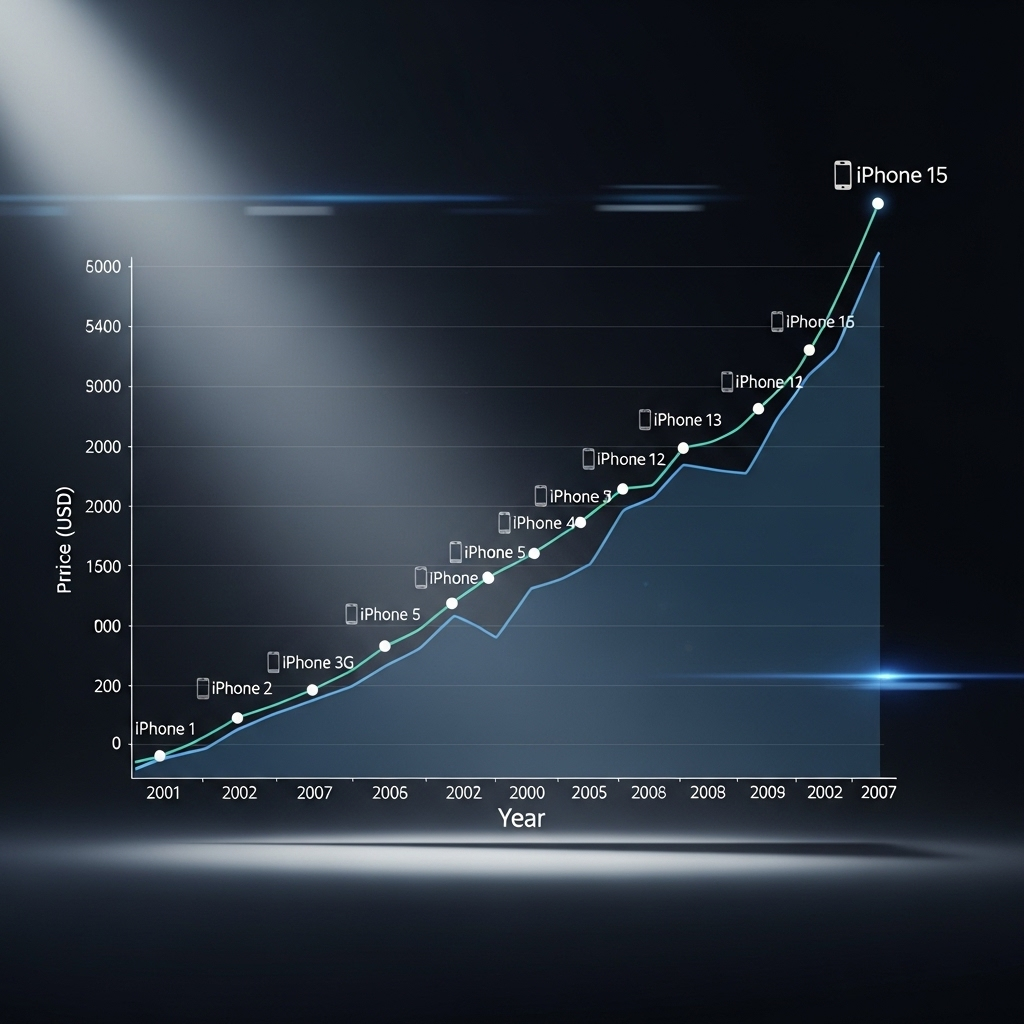 Rising iPhone Prices: 1 Big Reason Your Next iPhone Costs More 2 A chart showing the historical trend of rising iphone prices from the original model to the latest.