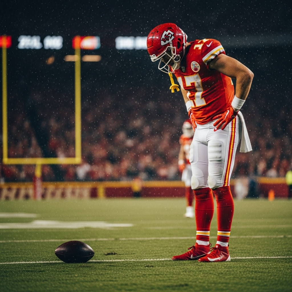 Troubling Signs: 4-Time Champ on KC Chiefs' Issues 3 A Chiefs receiver looking frustrated after a dropped pass, one of the troubling signs for the offense.