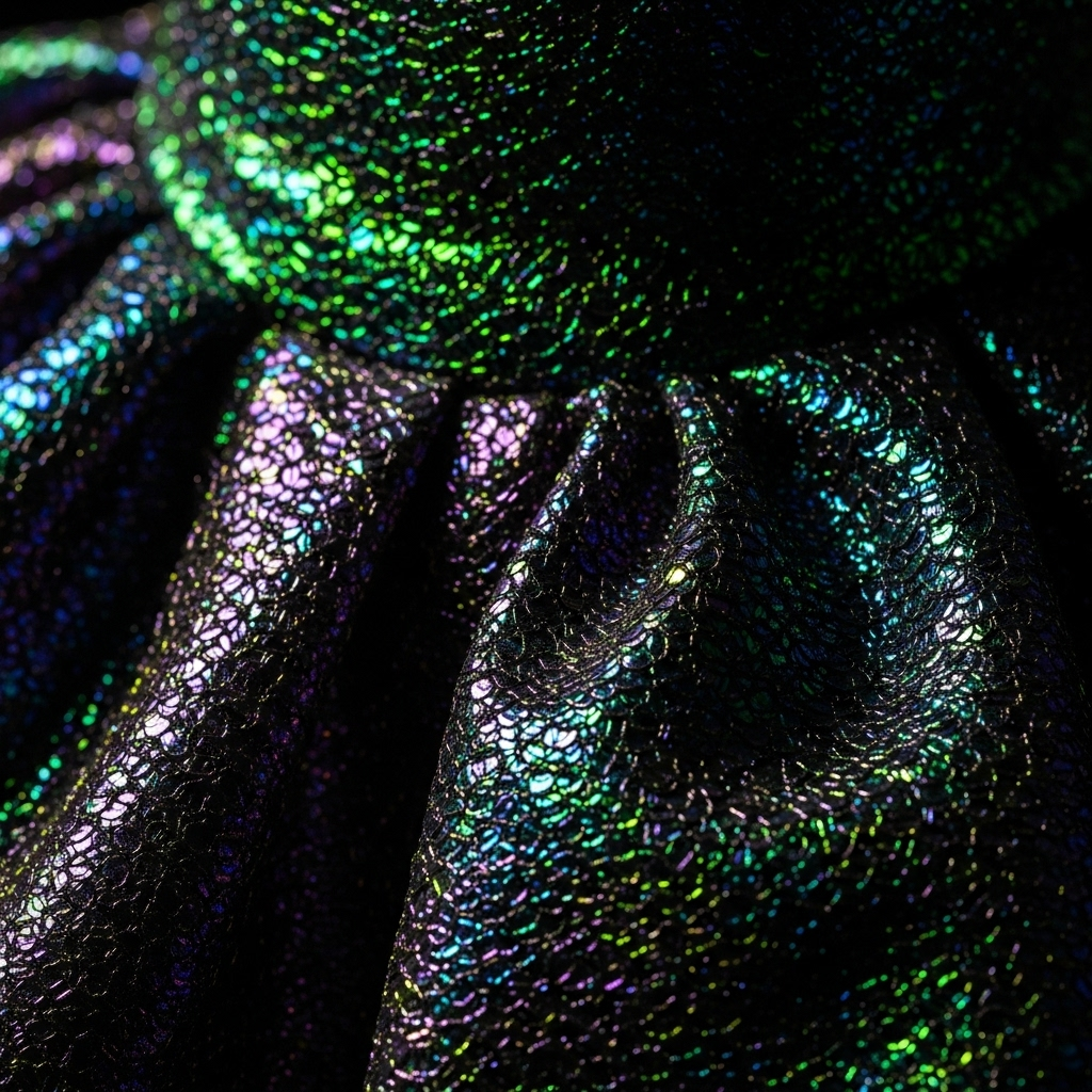 lever couture gown: Lisa's 2025 Emmy Awards Red Carpet Look 3 A close-up detail shot of the iridescent fabric of the lever couture gown.