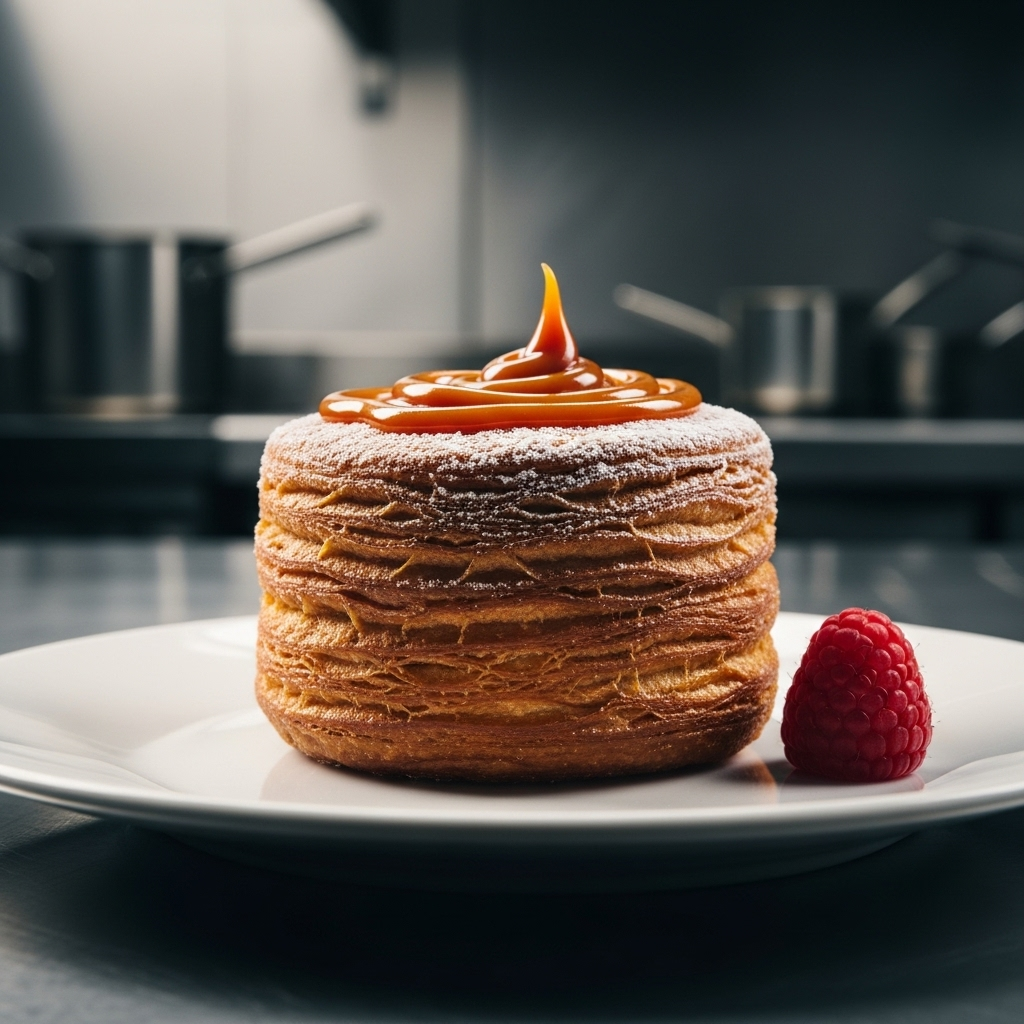 TV cooking shows: 1 cronut reveals the 3 big problems 2 A close-up of a perfectly constructed cronut, representing the unrealistic standards of tv cooking shows.