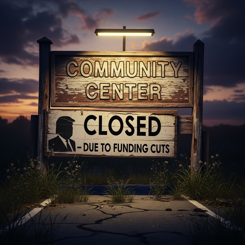 Trump Cut Funding: 1 Family's Story of Tragic Loss 2 A closed community center sign, showing the direct result after Trump cut funding.