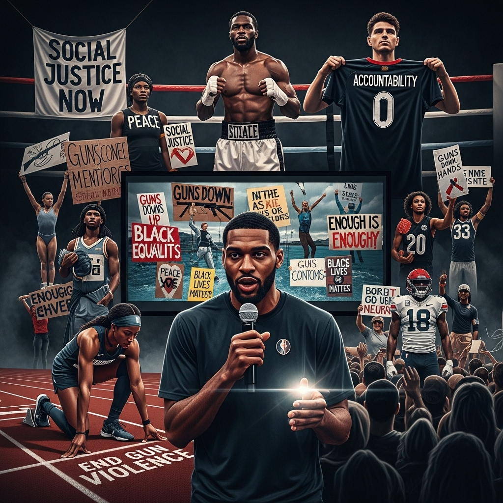 Gun Control: 1 WNBA Star Demands Action After Shooting 4 A collage of athletes from different sports using their platform to advocate for gun control and social justice.