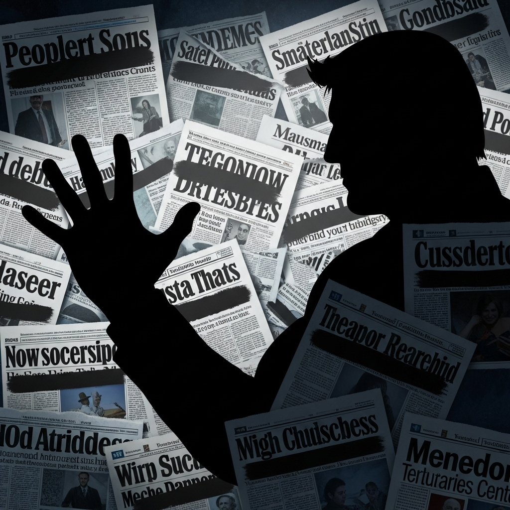 This 'tough guy' president: 5 ways he's silencing rivals 3 A collage of newspaper headlines being censored, symbolizing how this 'tough guy' president controls the media.