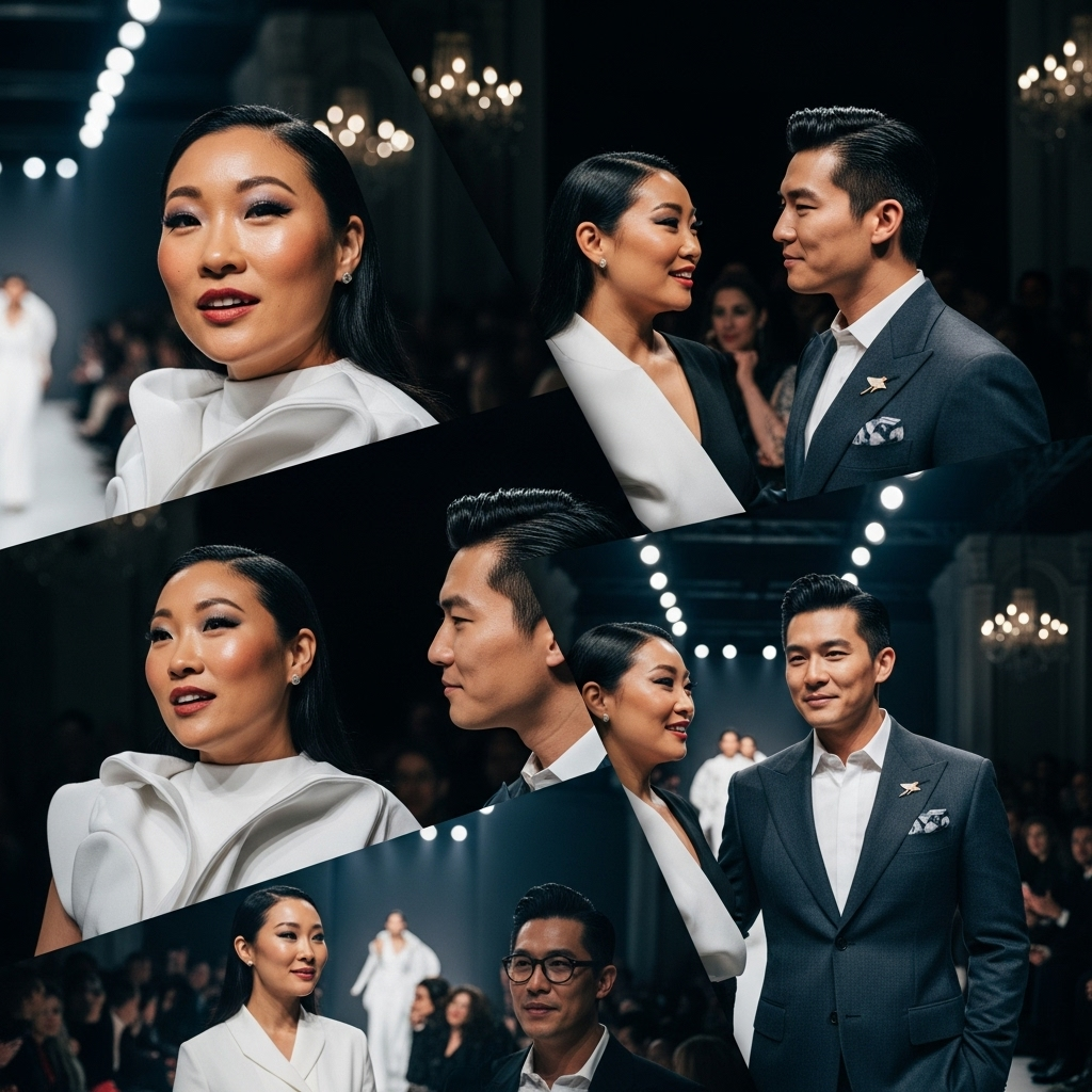 Leslie Bibb & 10 More Stars at the Grace Ling Event 4 A collage of stars including Awkwafina and Simu Liu at the Grace Ling fashion event.