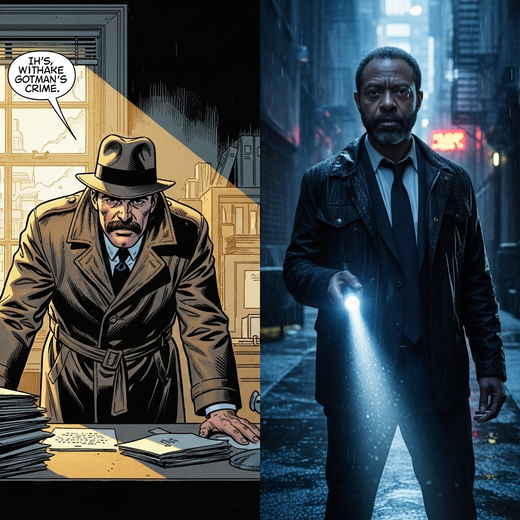 Jeffrey Wright Has 1 Message for 'Racist' Batman Critics 3 A comic book panel of a classic James Gordon compared to a still of Jeffrey Wright's modern interpretation.