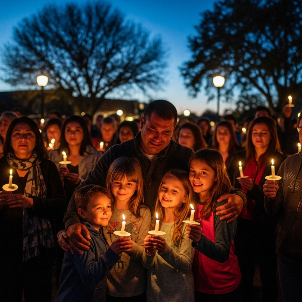 His three children: 4-year search ends in a shoot-out 4 A community vigil with candles alight, celebrating the safe return of his three children.