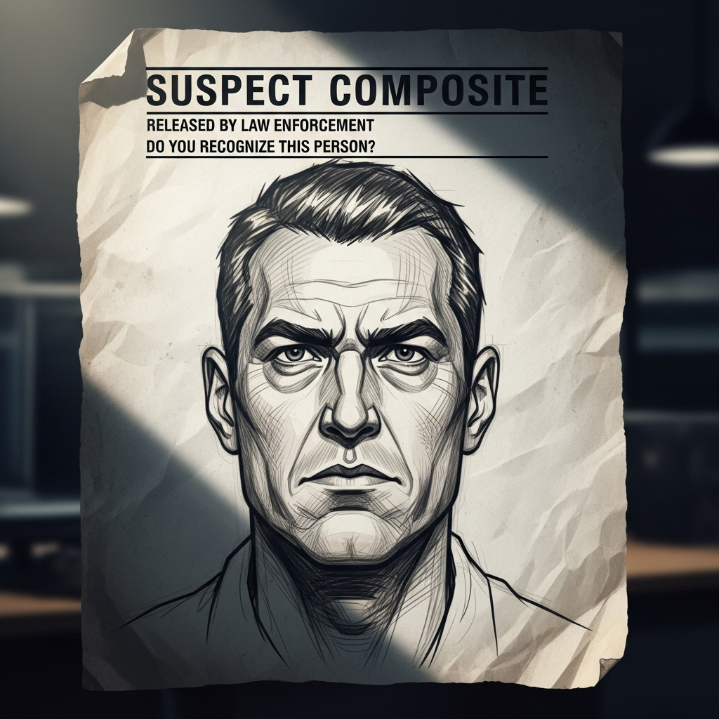 Mystery Suspect Sought After 2 Found Bound and Burned 3 A composite sketch of the potential mystery suspect released by investigators to the public.