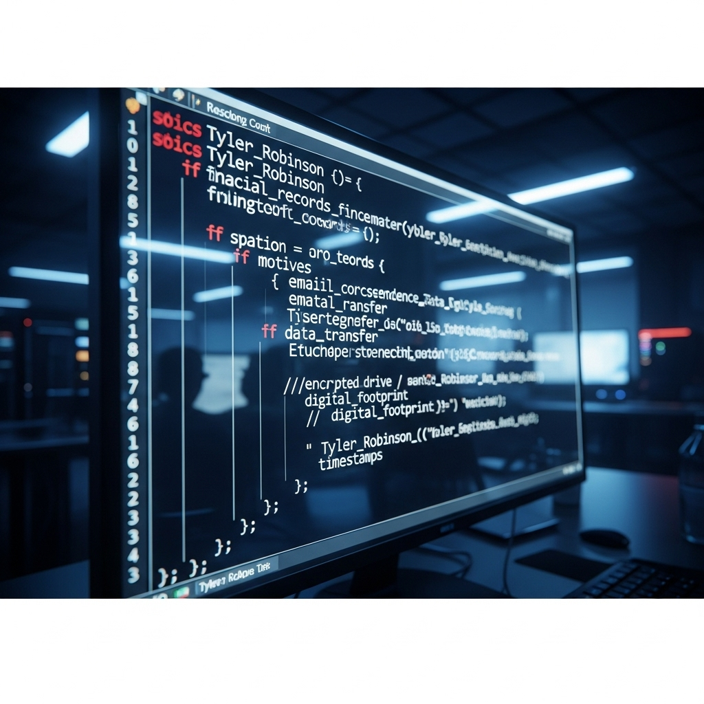 suspect tyler robinson’s motives: 5 key facts we know 3 A computer screen showing lines of code, illustrating the digital forensic evidence behind suspect tyler robinson’s motives.