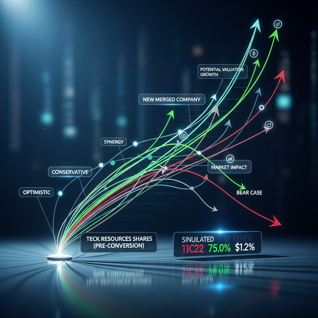 Teck Resources in $41B Merger with Anglo American 3 A conceptual chart showing the potential stock performance of Teck Resources shares after being converted into the new merged company.