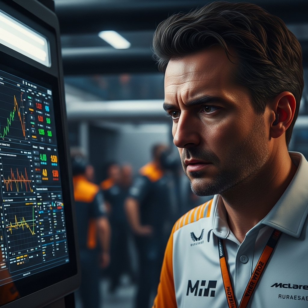Own Controversy: How McLaren's 1 Mistake Didn't Derail F1 2 A concerned McLaren team principal Zak Brown looking at data on the pit wall.