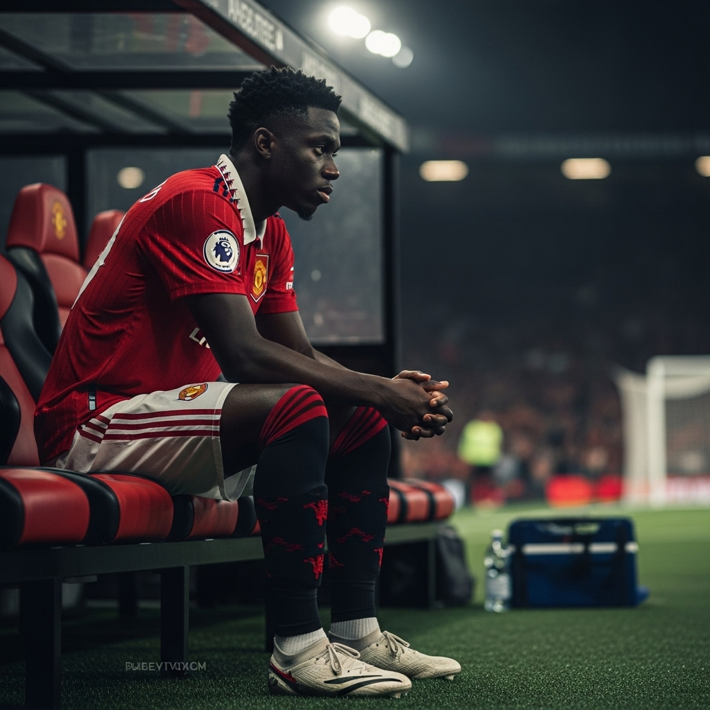 Top Prospect to Fringe: 1 Player's Limbo at Man United 4 A contemplative Amad Diallo, a former top prospect, sitting on the bench for Manchester United.