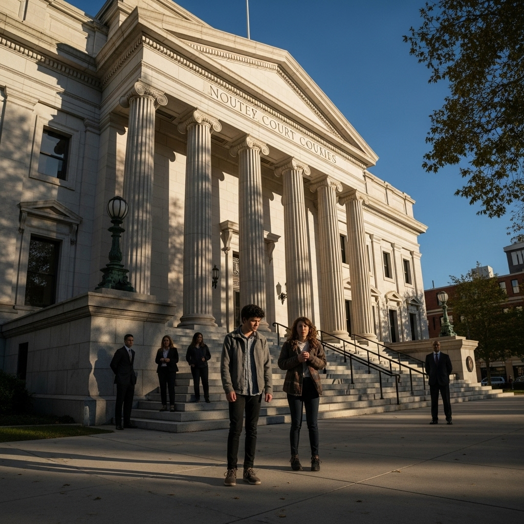 Two Teens Charged in 1 Fatal Shooting of Capitol Intern 1 A courthouse exterior on a clear day where two teens will face murder charges.