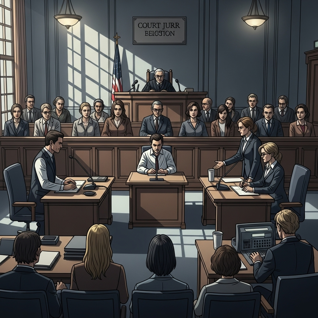 Jury Selection Day 2: Trump Assassination Attempt Case 2 A courthouse sketch illustrating the meticulous process of jury selection in a high-profile case.