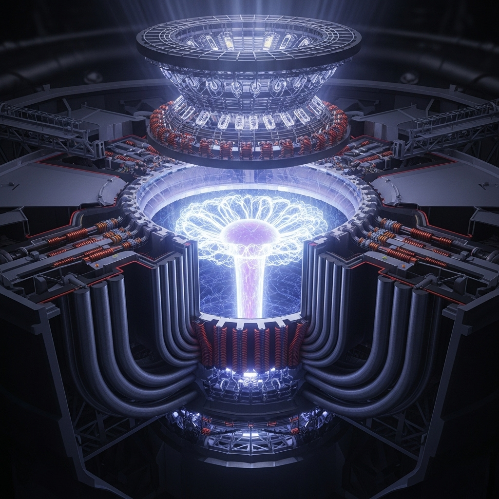 US Energy Chief: 10 Years to Fusion Power Breakthrough 3 A cross-section diagram of a tokamak reactor, showing the magnetic coils and the plasma containment field.