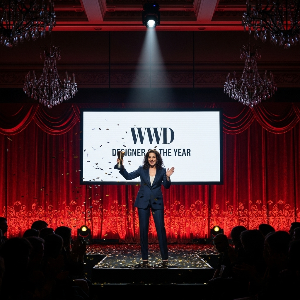 Top WWD Design Honors: The 12 Biggest Winners of 2024 3 A designer accepting a trophy at the top WWD design honors awards ceremony.