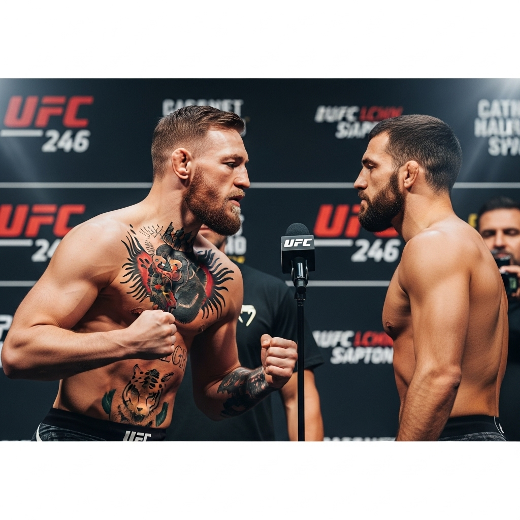 Conor McGregor: 3 Reasons He Ended His 2025 Irish Bid 2 A determined Conor McGregor facing off with an opponent at a UFC weigh-in.