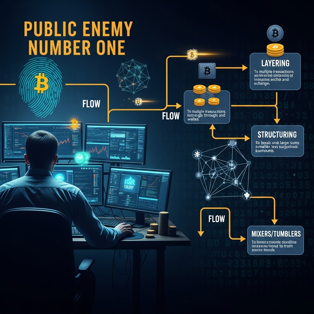 Public Enemy Number One Busted in $11M Fed Operation 3 A diagram showing how cryptocurrency is laundered, illustrating the methods used by the man called public enemy number one.