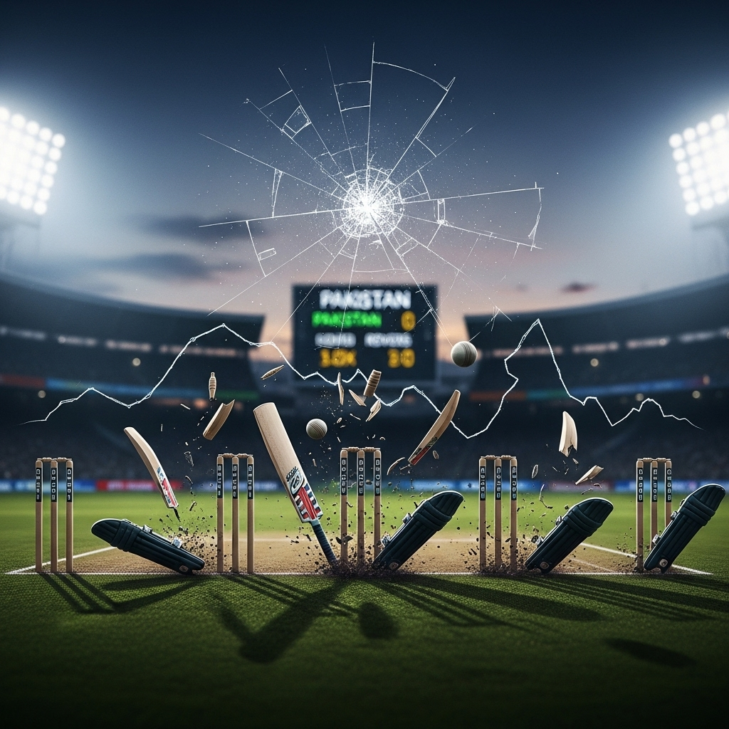 Seven Wickets: India Crush Pakistan in Asia Cup 2023 Match 3 A digital graphic showing the fall of Pakistan's seven wickets in a dramatic middle-order collapse.
