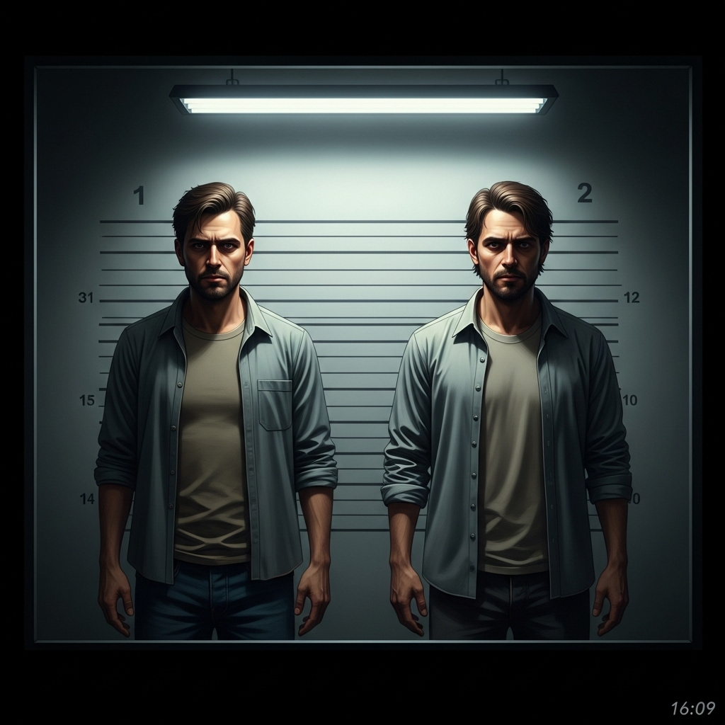 2 men arrested by FBI for attacking FOX news vehicle 3 A digital illustration of 2 men being presented in a lineup for identification.