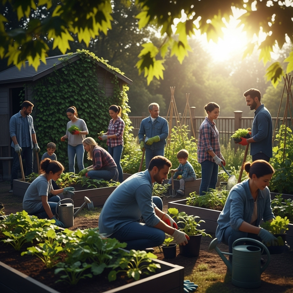 Trump Honors 1 Slain Activist in Call to News Anchor 4 A diverse group of volunteers working in a community garden, an activity similar to the work Trump honors in his call.