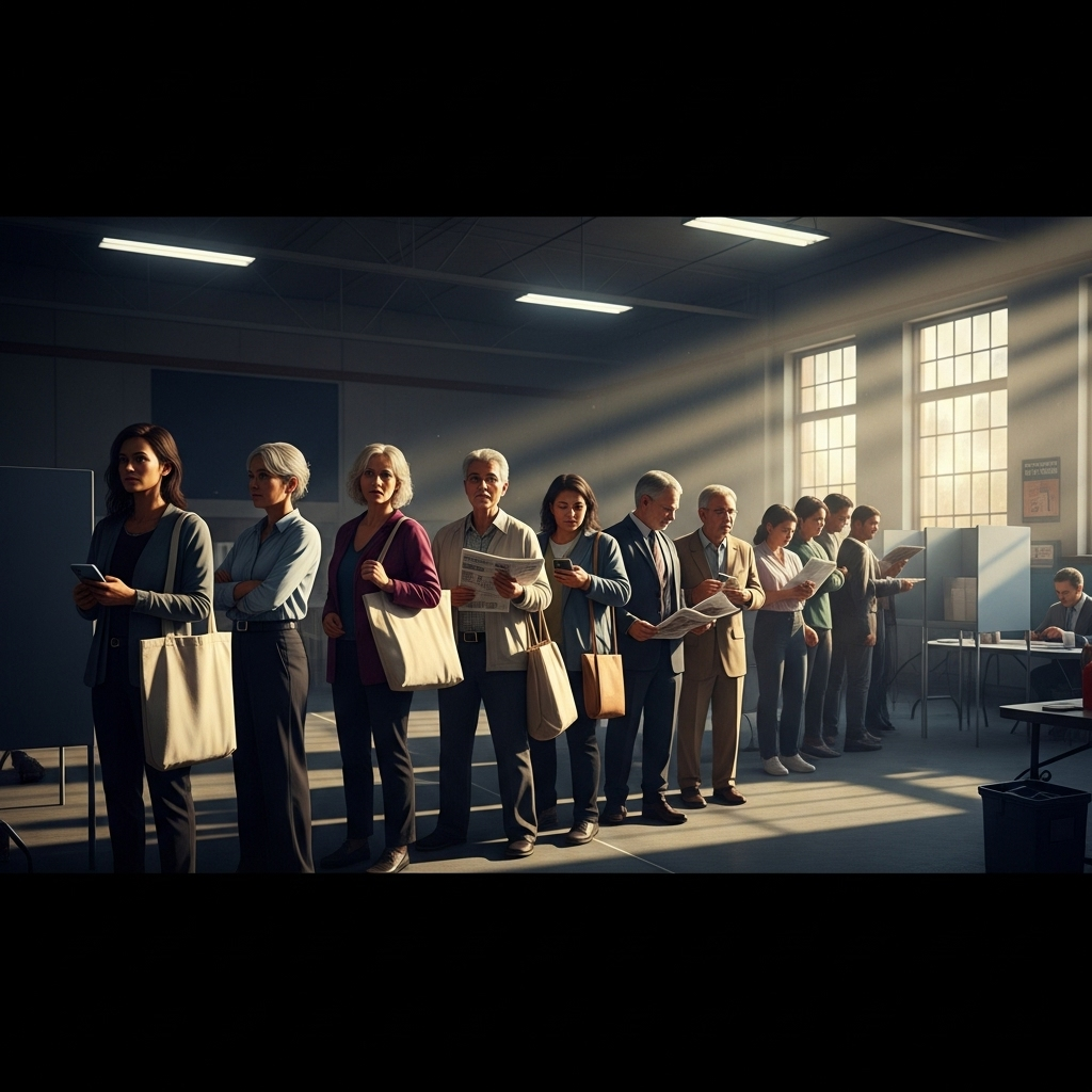 2026 Turnout: Vance Issues Warning for Midterm Elections 2 A diverse group of voters lined up at a polling station, anticipating the 2026 turnout.