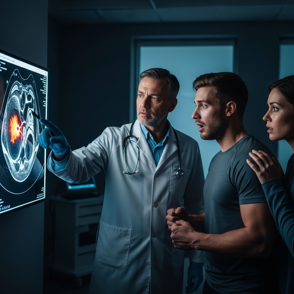 Newborn Discovery: 1 Athlete's Performance Before Shock 4 A doctor points to a medical scan, explaining the shocking results of the athlete's undiagnosed condition, a grim outcome of the newborn discovery.