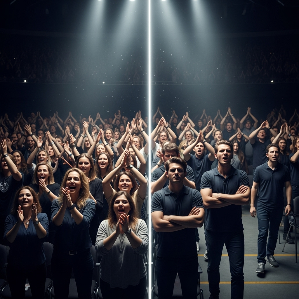 Mixed reception for Trump at 2023 US Open with celebs 4 A final image capturing the divided crowd's mixed reception as the event concluded.