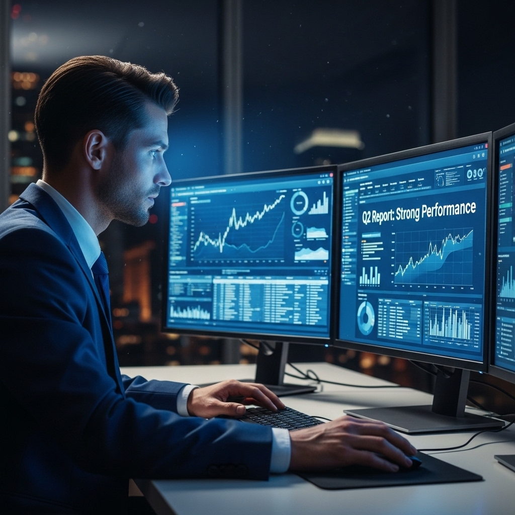 Strong Q2 Report: 5 Key Highlights for Investors in 2024 3 A financial analyst reviewing data that points to a strong q2 report.