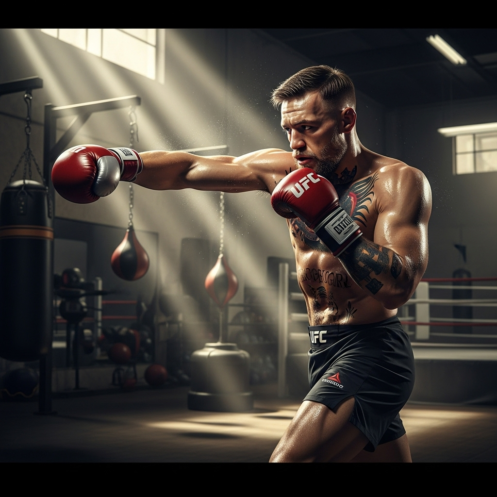 Conor McGregor: 3 Reasons He Ended His 2025 Irish Bid 3 A focused Conor McGregor training his striking in a boxing gym.