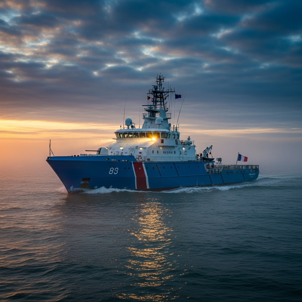 Two children, 1 adult die in failed Channel crossing 2 A French Coastguard vessel patrolling the English Channel at dawn.