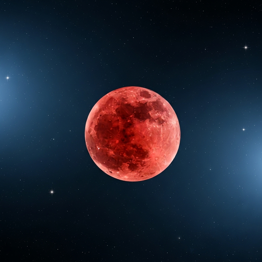 Blood Moon 2024: 5 Facts About This Lunar Eclipse 2 A full blood moon glowing red against a dark starry sky.