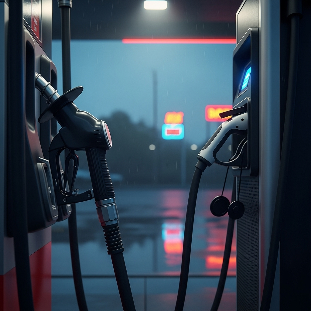 Trump's Energy Price Promise: 5 Ways He Could Lower Costs 4 A gas pump nozzle next to an EV charger, highlighting the policy debate within Trump's energy price promise.