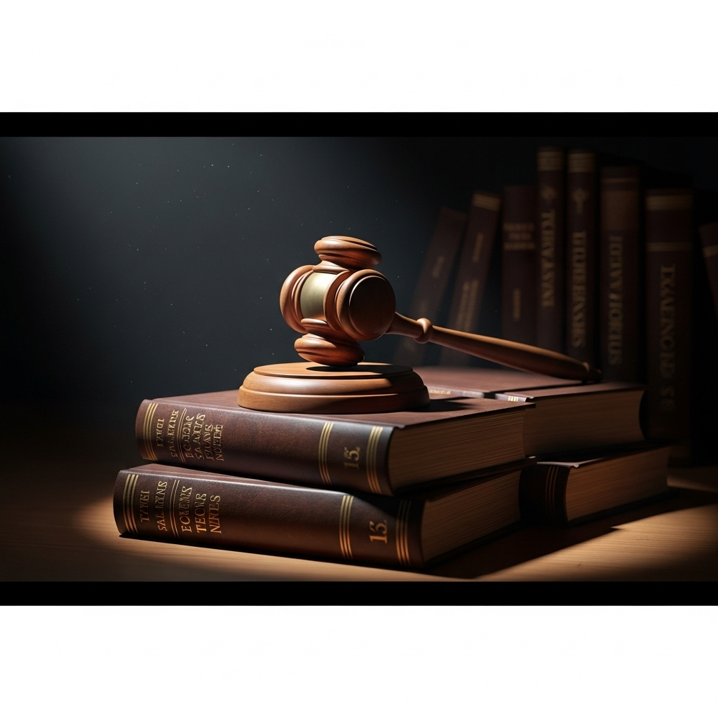Public's 'Disconnect': 3 Points from Justice Barrett 4 A gavel on a stack of law books, symbolizing the complex and sometimes inaccessible procedures that create a public's 'disconnect' with the judicial system.