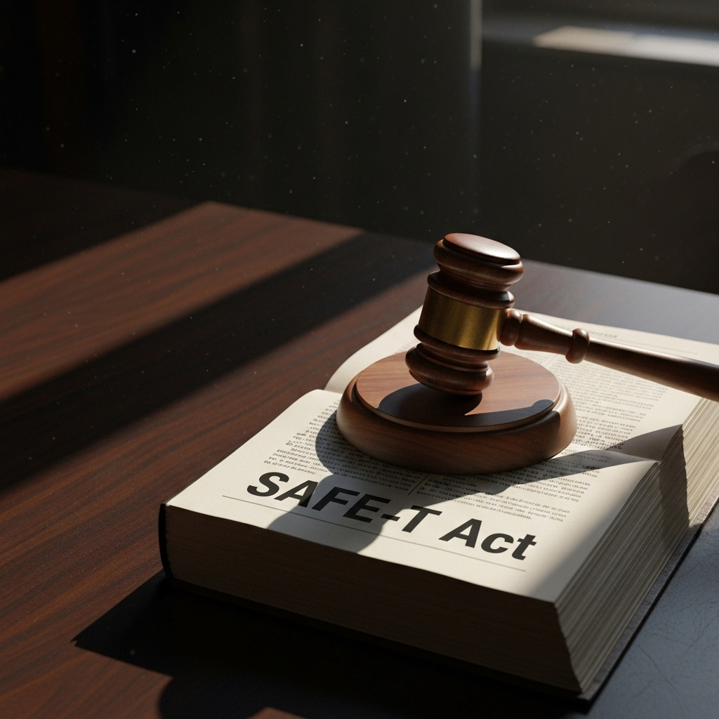 story: 1 Chicago Democrat Warns Party on Crime Policy 3 A gavel on top of a law book, symbolizing the complex and often controversial story of the SAFE-T Act.