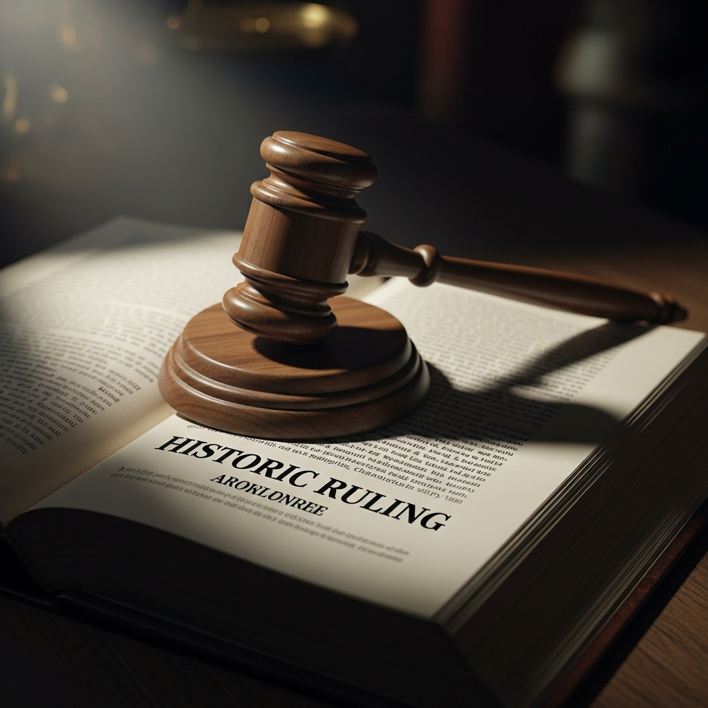 'Historic' ruling: 9/11 families get major legal win 4 A gavel resting on a law book, symbolizing the justice delivered by the 'historic' ruling.