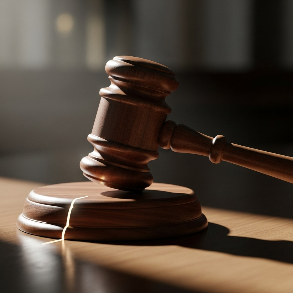 Sole Survivor of 3 Deaths Speaks as Killer Gets Life 3 A gavel resting on a sound block, symbolizing the justice served for the sole survivor and her family.