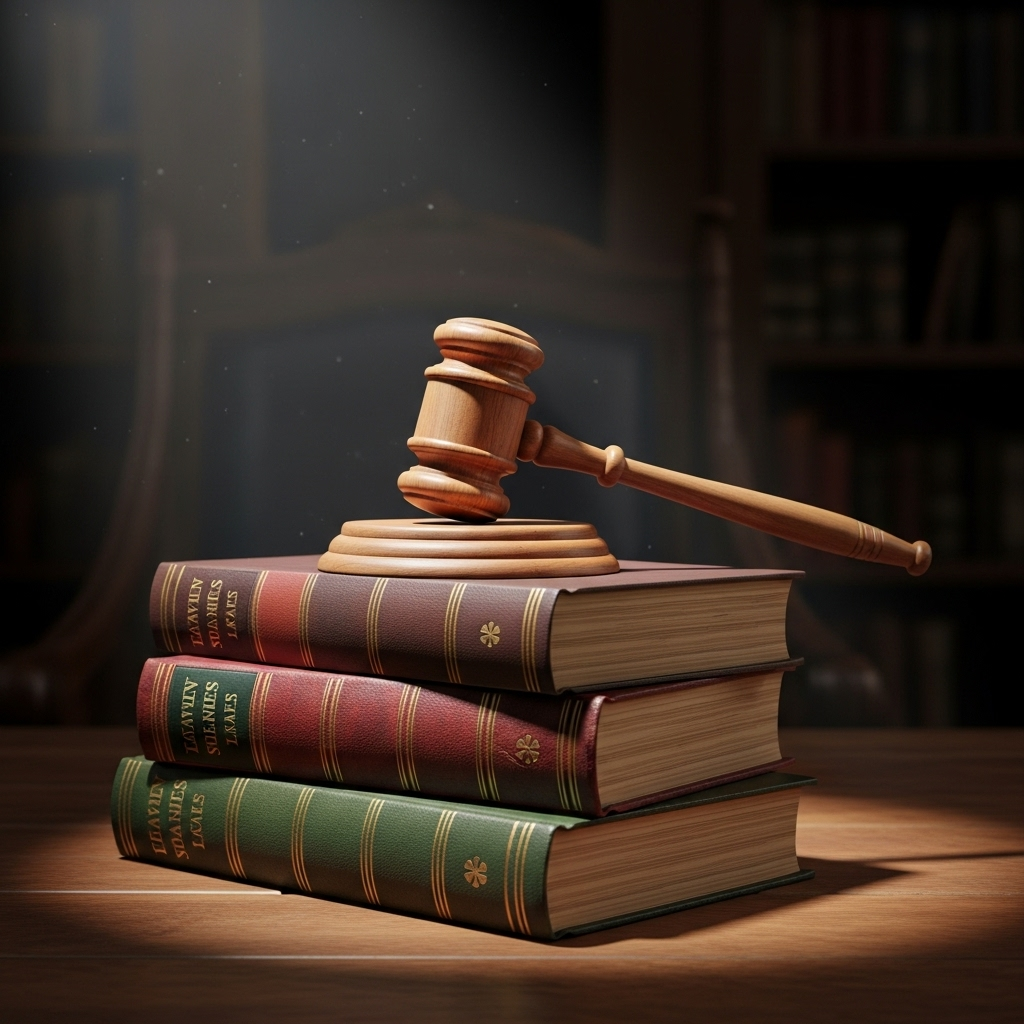 Judge’s Order on $5 Billion in Aid Paused by Roberts 2 A gavel resting on a stack of law books, symbolizing the initial judge’s order.