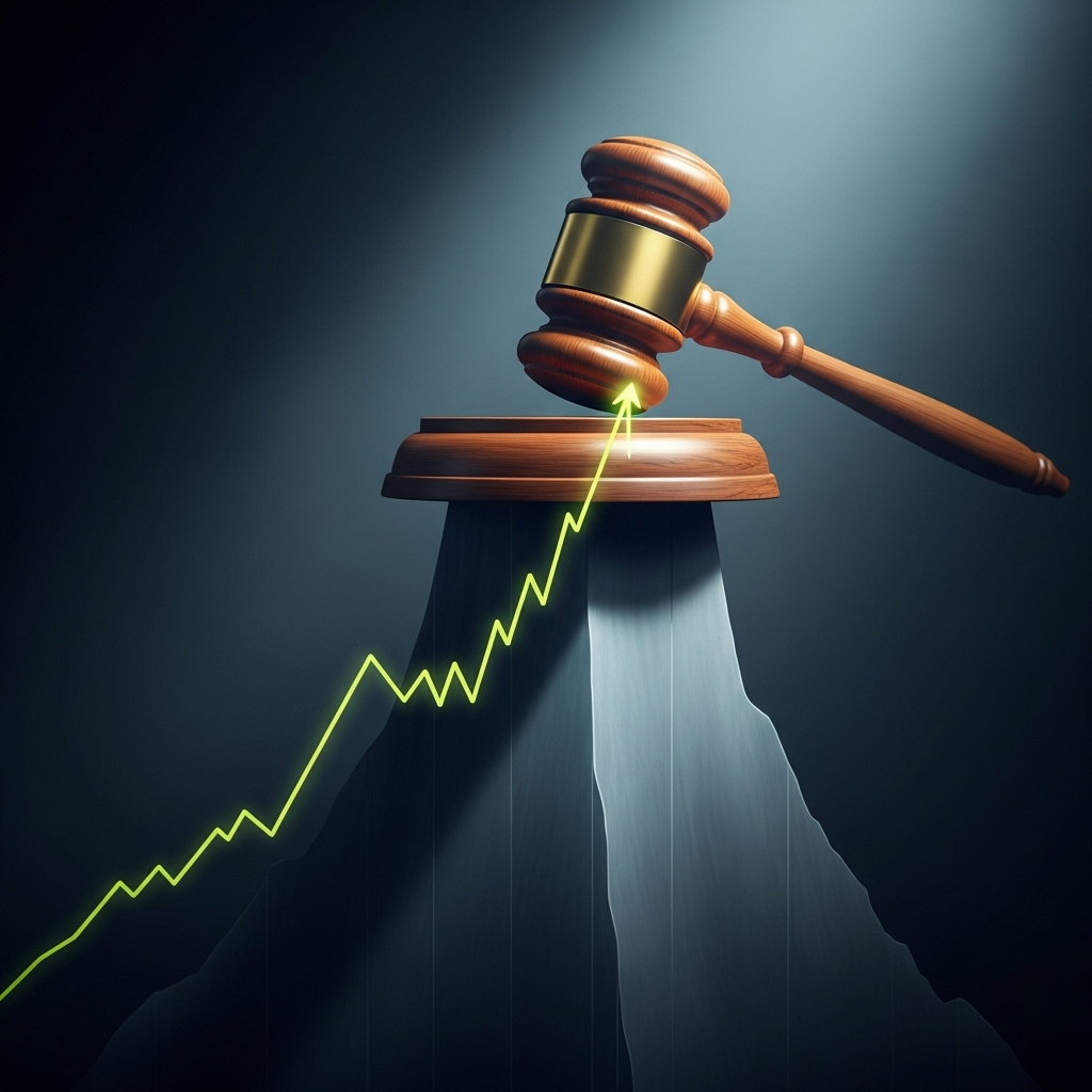 Stock 'Greed': 1 PAC's Claim vs a Senator's Disclosure 2 A graphic illustrating a rising stock chart with a gavel, symbolizing a senator's potential stock 'greed'.