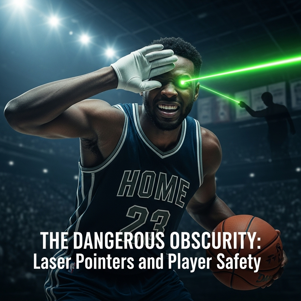 Obscene Trend: 5 Reasons It's Bad for the Browns Game 2 A graphic illustrating the danger of the laser pointer obscene trend on a player's eyes.