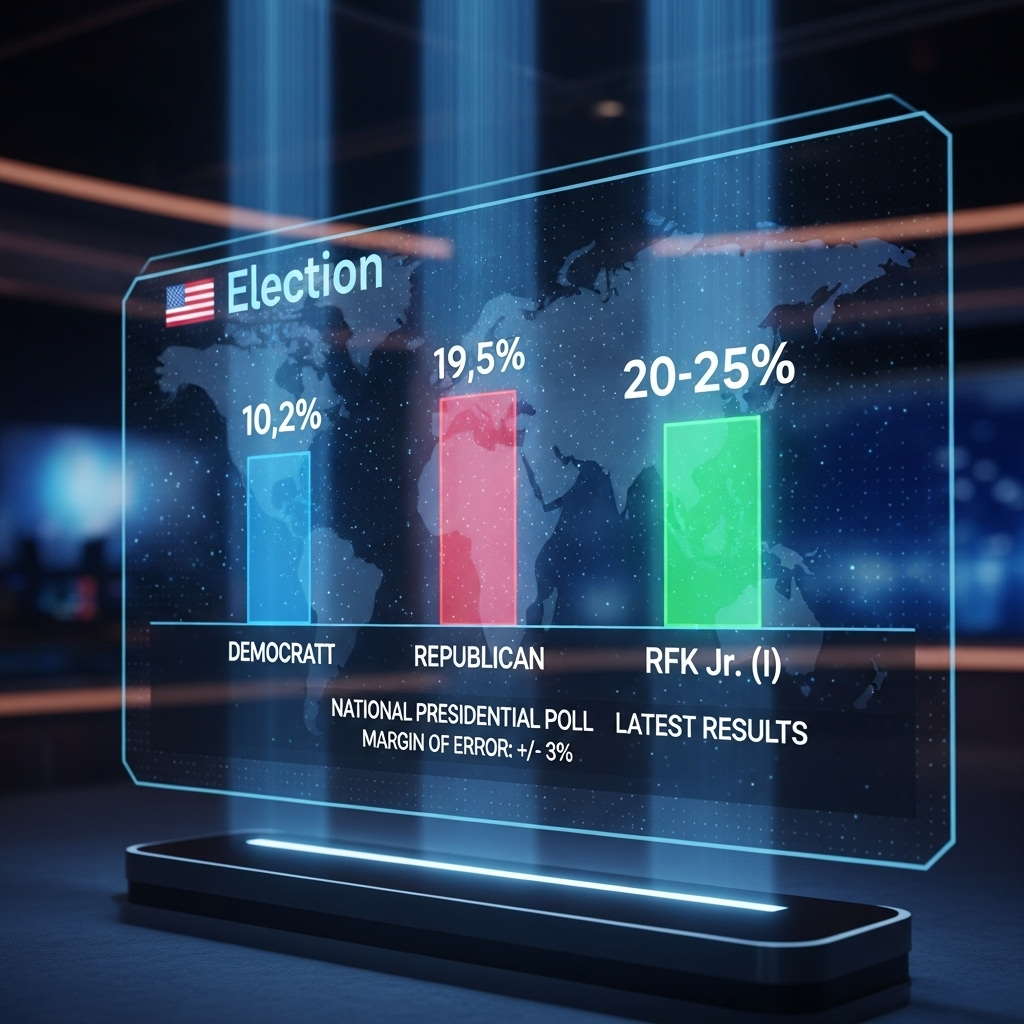 RFK Jr. Slams Biden's 2024 'Speed Over Safety' Policy 3 A graphic showing election poll numbers with rfk jr. as a third-party candidate.
